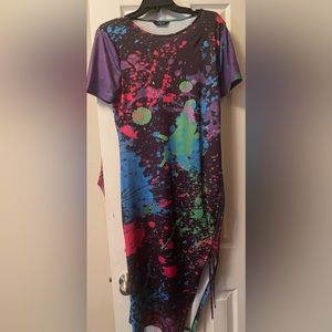 Colorful dress with side slit